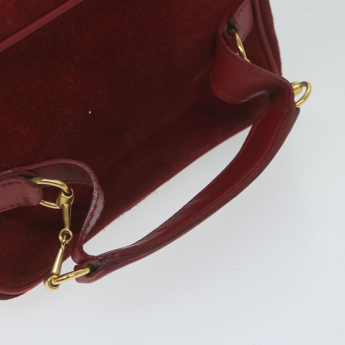 GUCCI Vanity Cosmetic Pouch Suede Red 032 1705 0141 bs10687