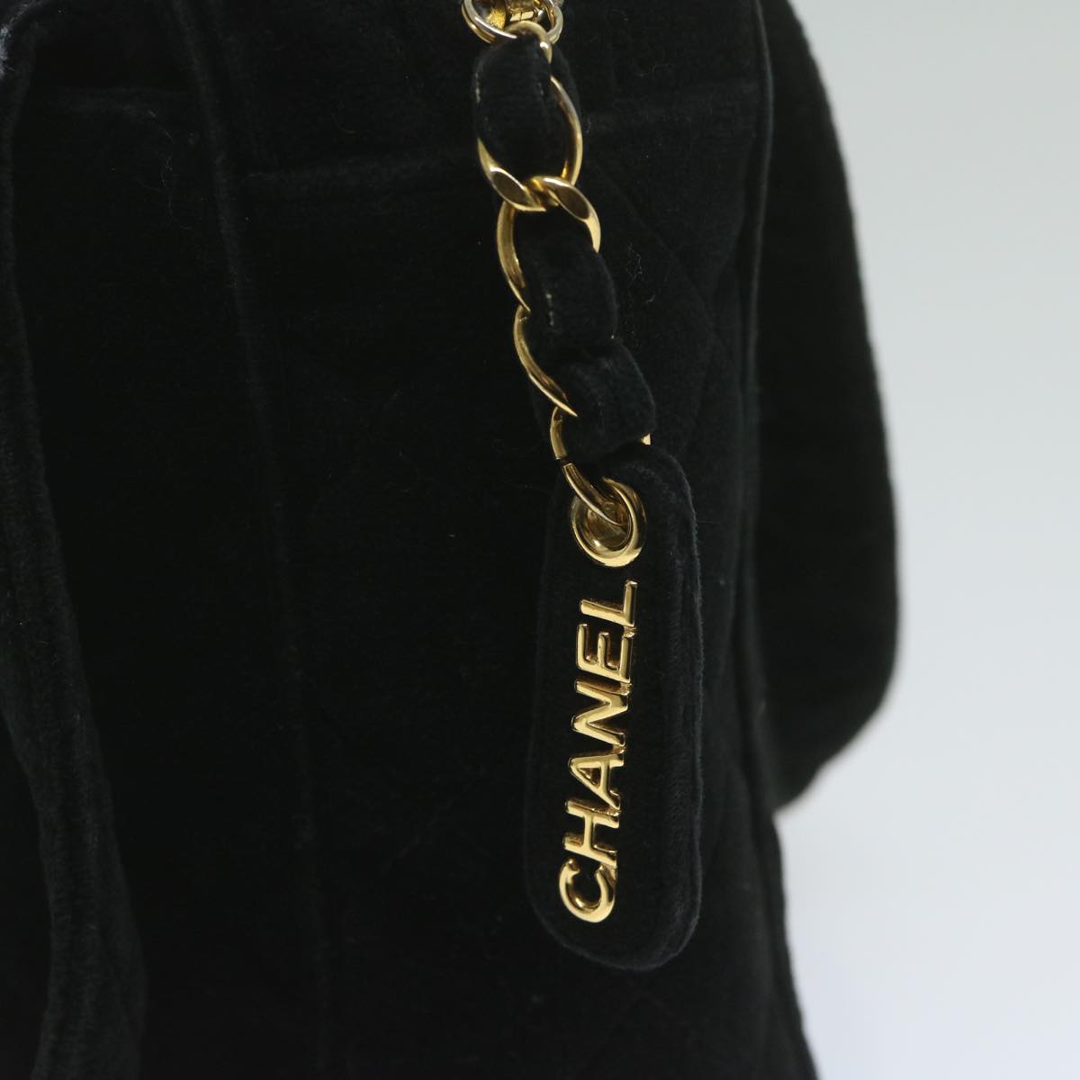 CHANEL Hand Bag Velor Black CC bs10697