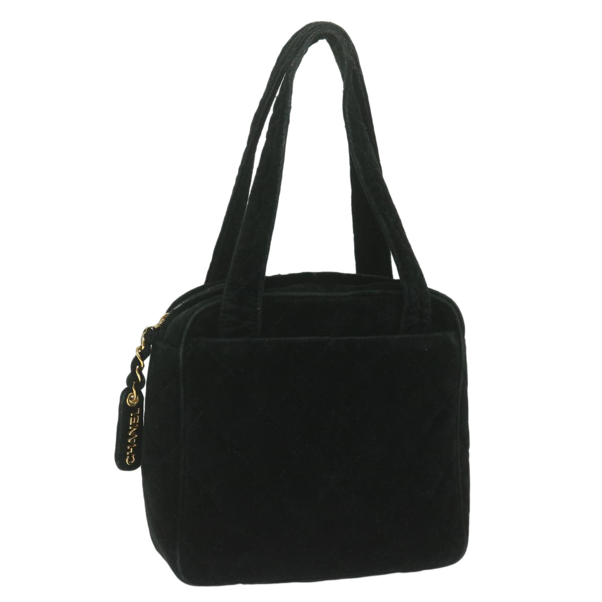CHANEL Hand Bag Velor Black CC bs10697