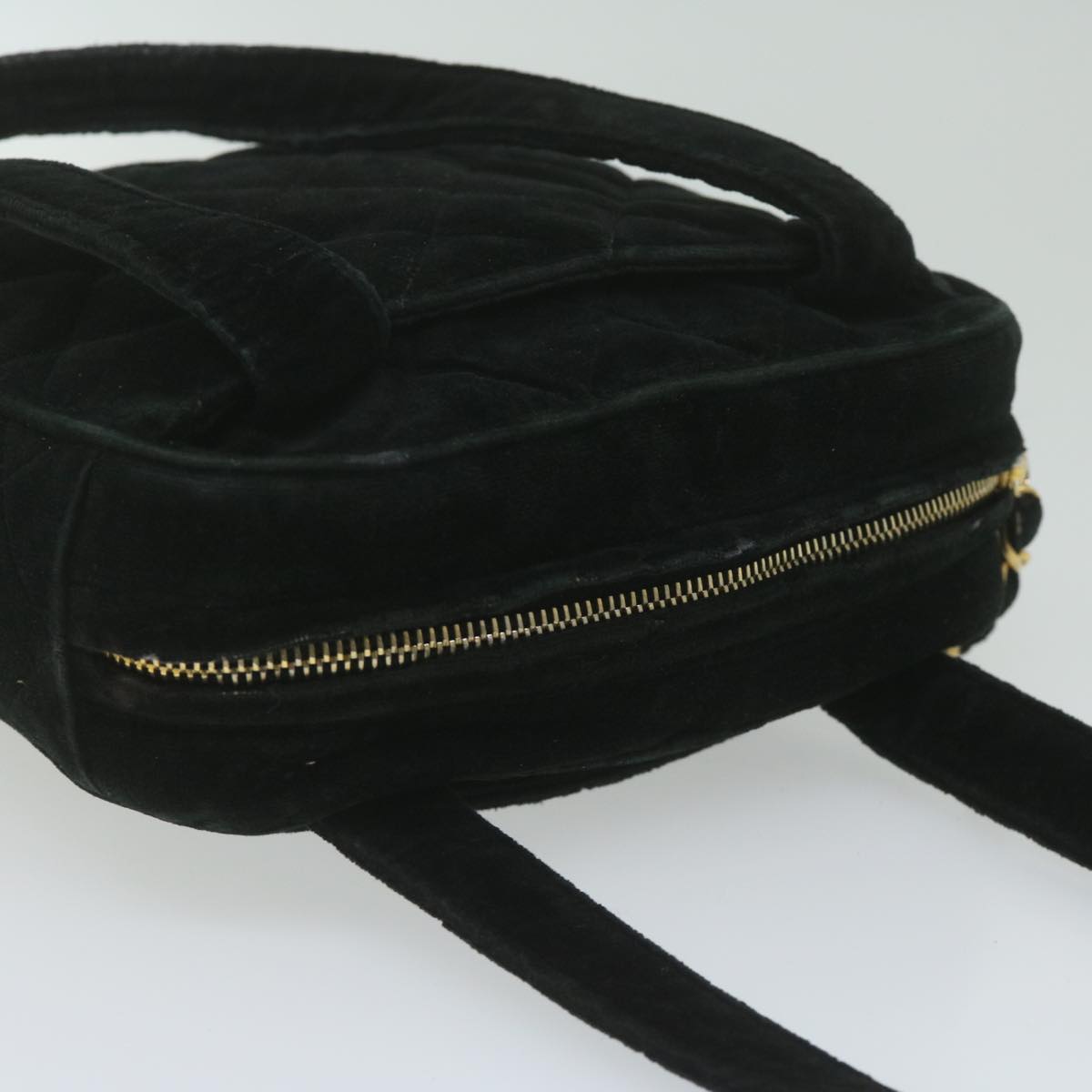 CHANEL Hand Bag Velor Black CC bs10697