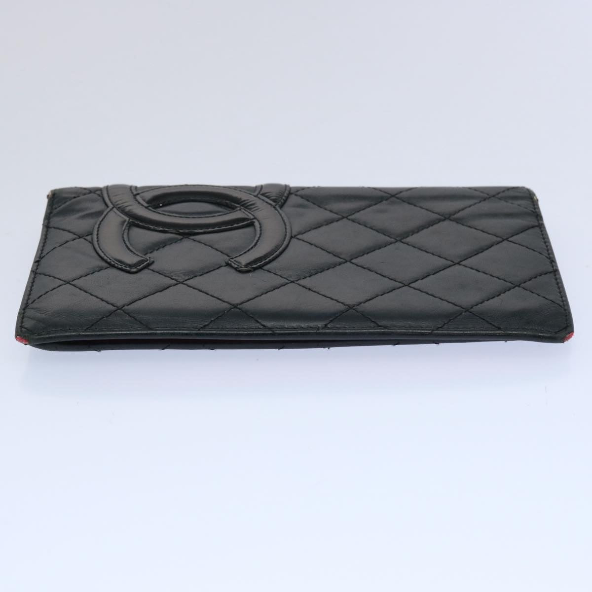 CHANEL Cambon Line Long Wallet Leather Black CC bs10747