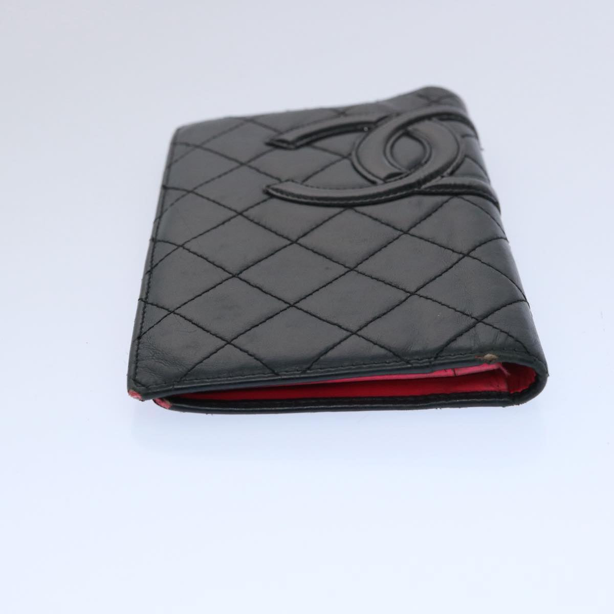CHANEL Cambon Line Long Wallet Leather Black CC bs10747