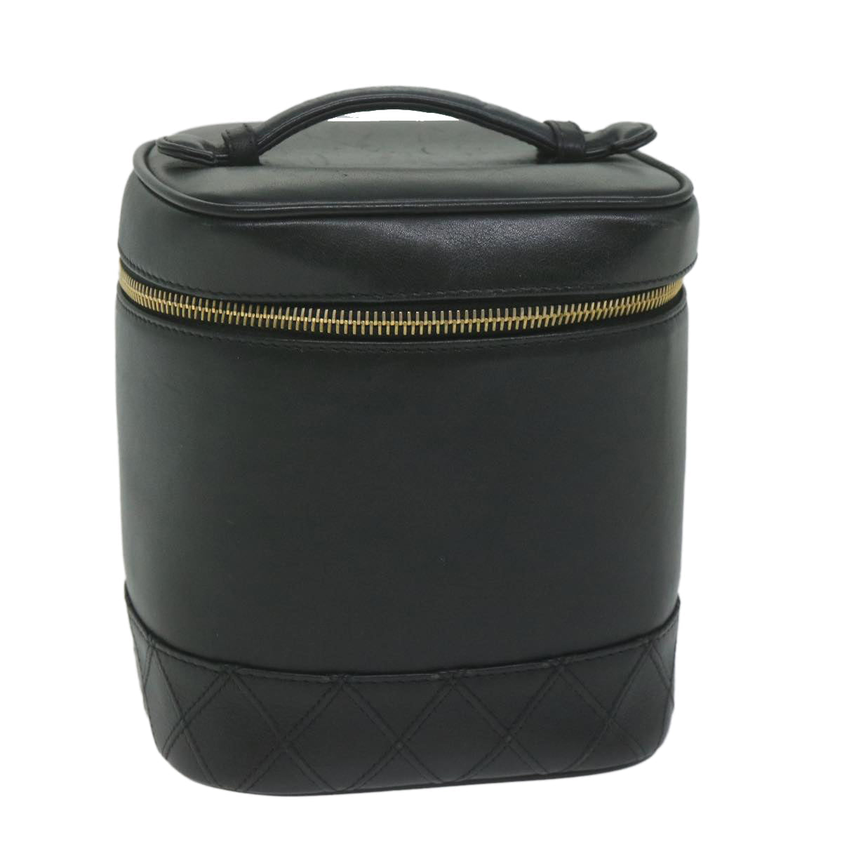 CHANEL Vanity Cosmetic Pouch Leather Black CC bs10975