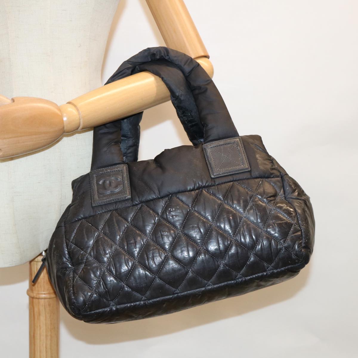 CHANEL Cococoon Shoulder Bag Nylon Black CC bs11077