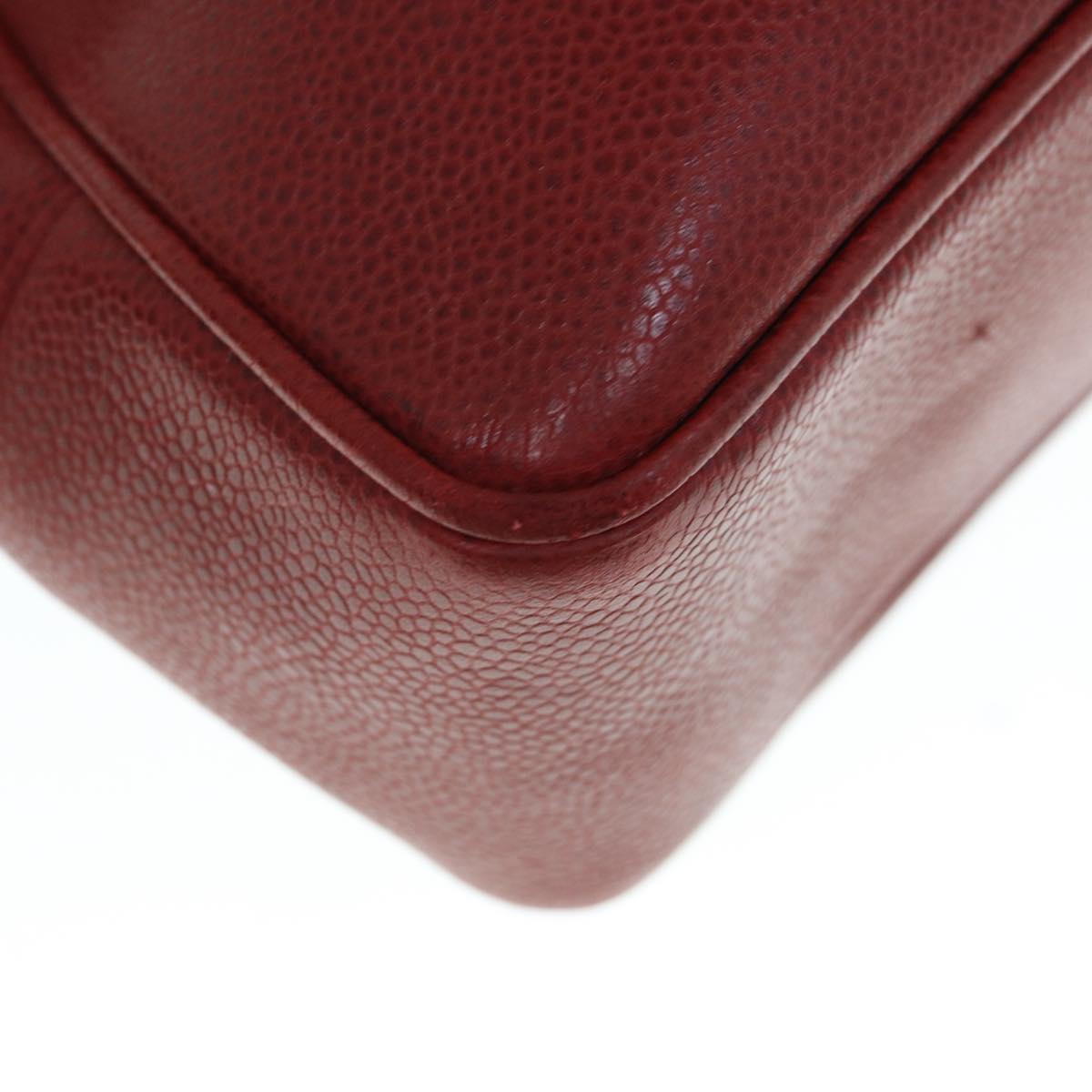 CHANEL Shoulder Bag Caviar Skin Red CC bs11402
