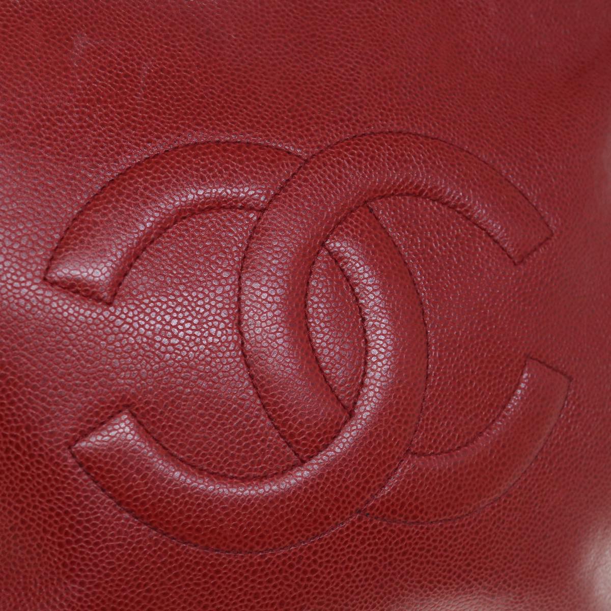 CHANEL Shoulder Bag Caviar Skin Red CC bs11402
