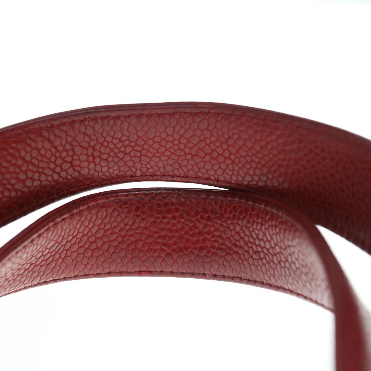 CHANEL Shoulder Bag Caviar Skin Red CC bs11402