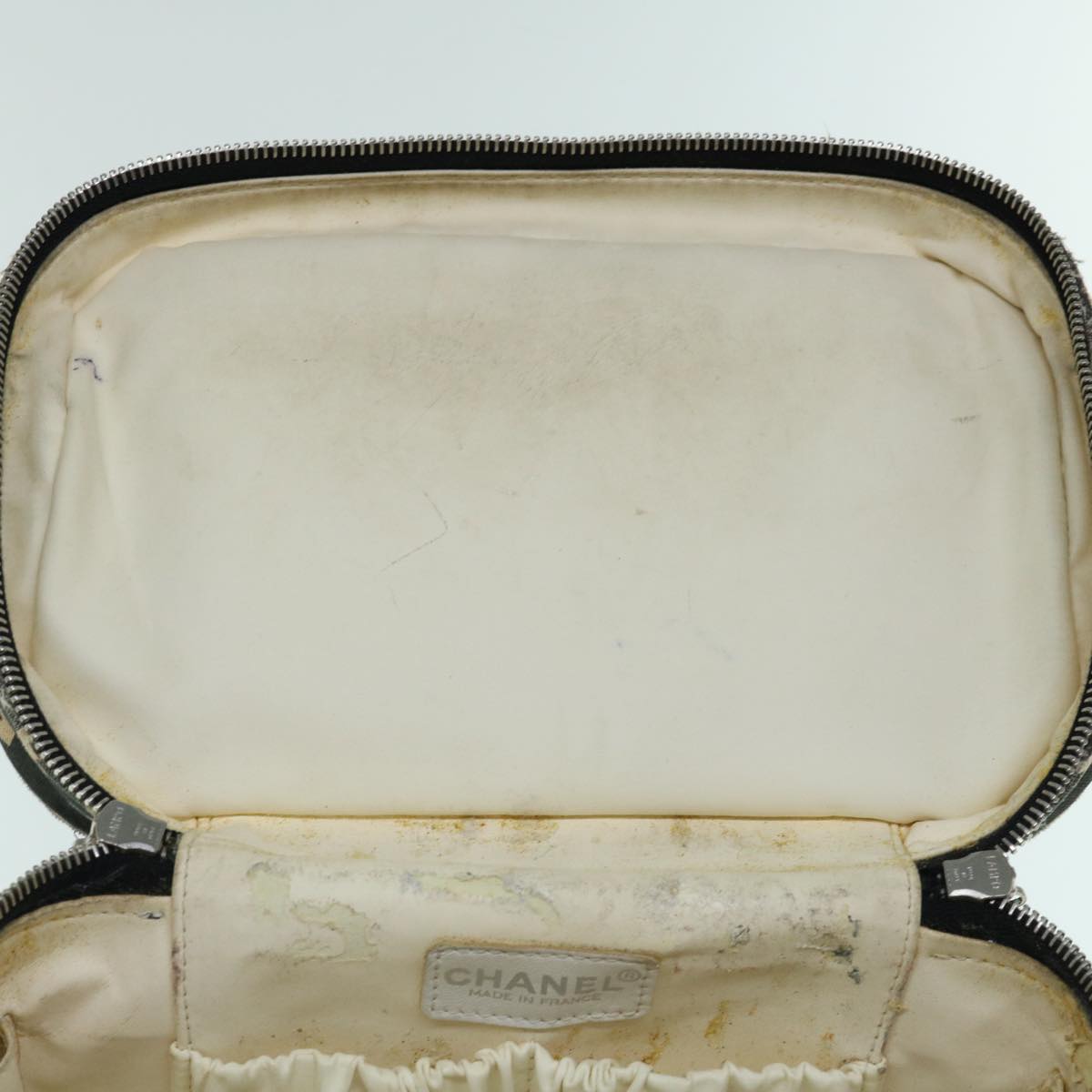 CHANEL Bycy Vanity Cosmetic Pouch Canvas Black CC bs11565