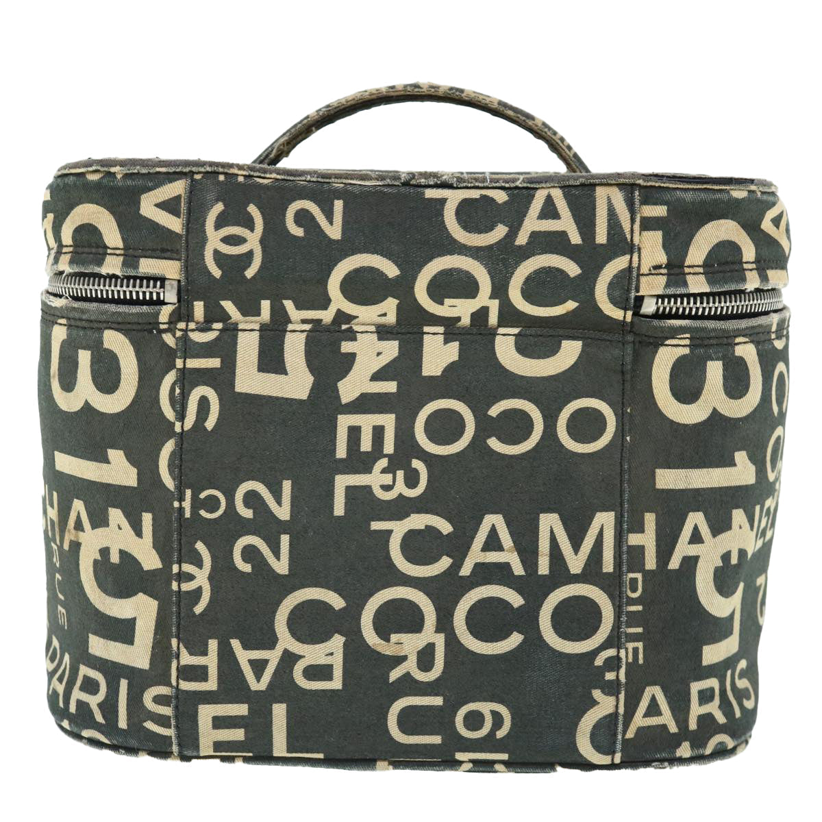 CHANEL Bycy Vanity Cosmetic Pouch Canvas Black CC bs11565