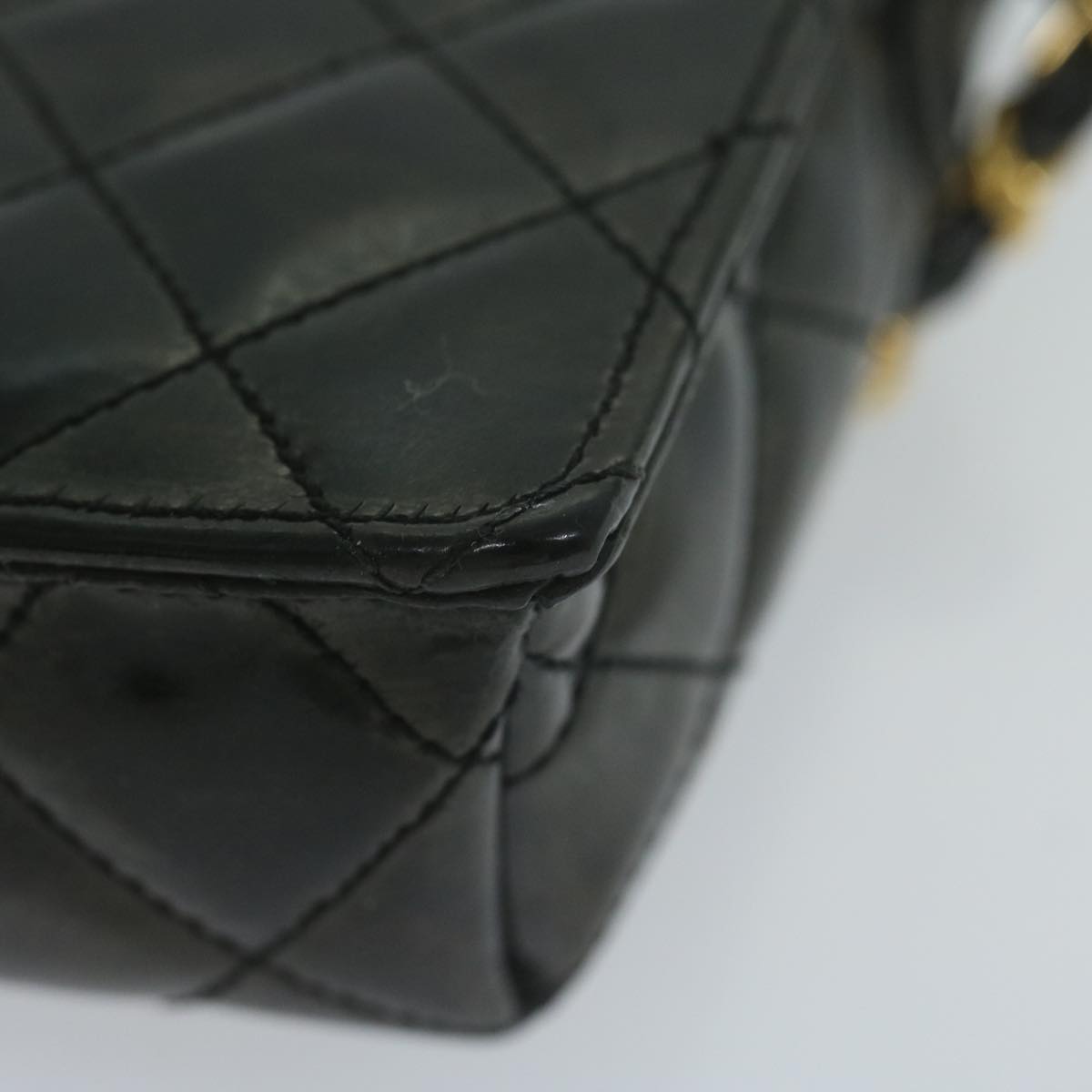 CHANEL Matelasse Chain Shoulder Bag Patent leather Black CC bs11765