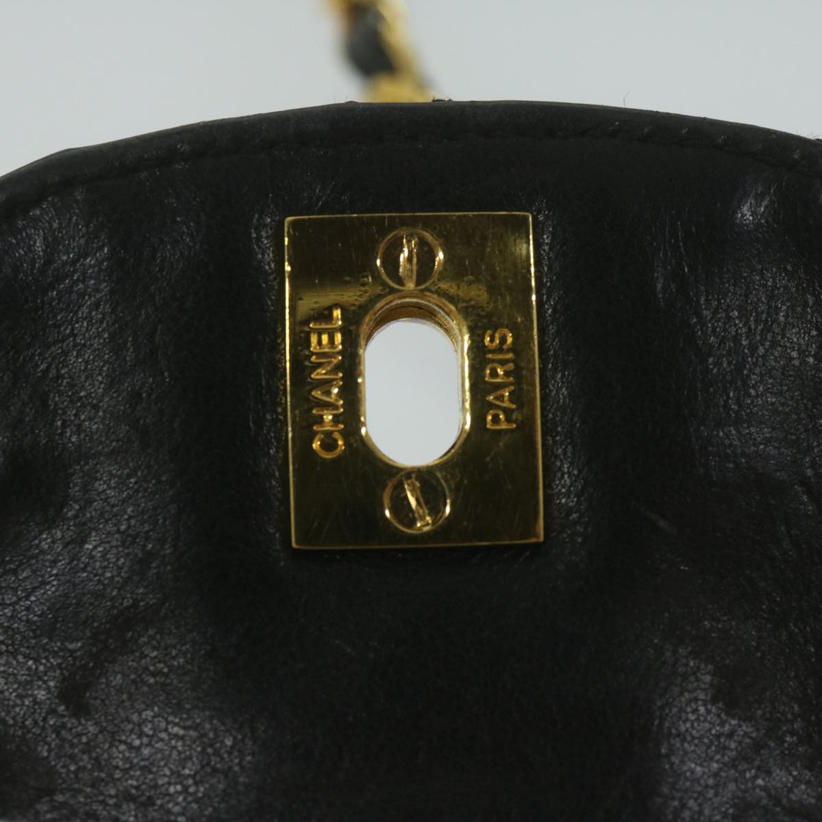CHANEL Matelasse Chain Shoulder Bag Patent leather Black CC bs11765