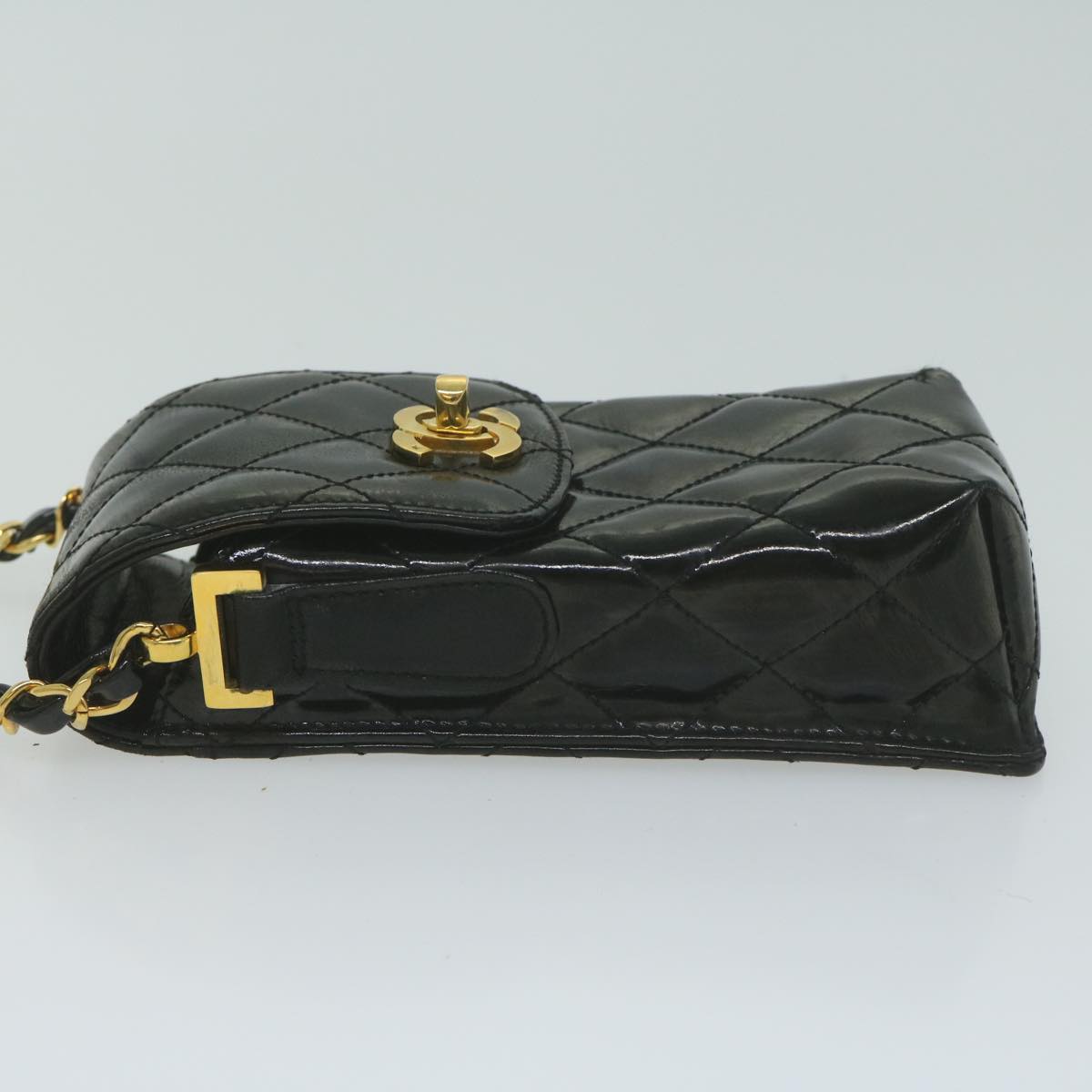 CHANEL Matelasse Chain Shoulder Bag Patent leather Black CC bs11765