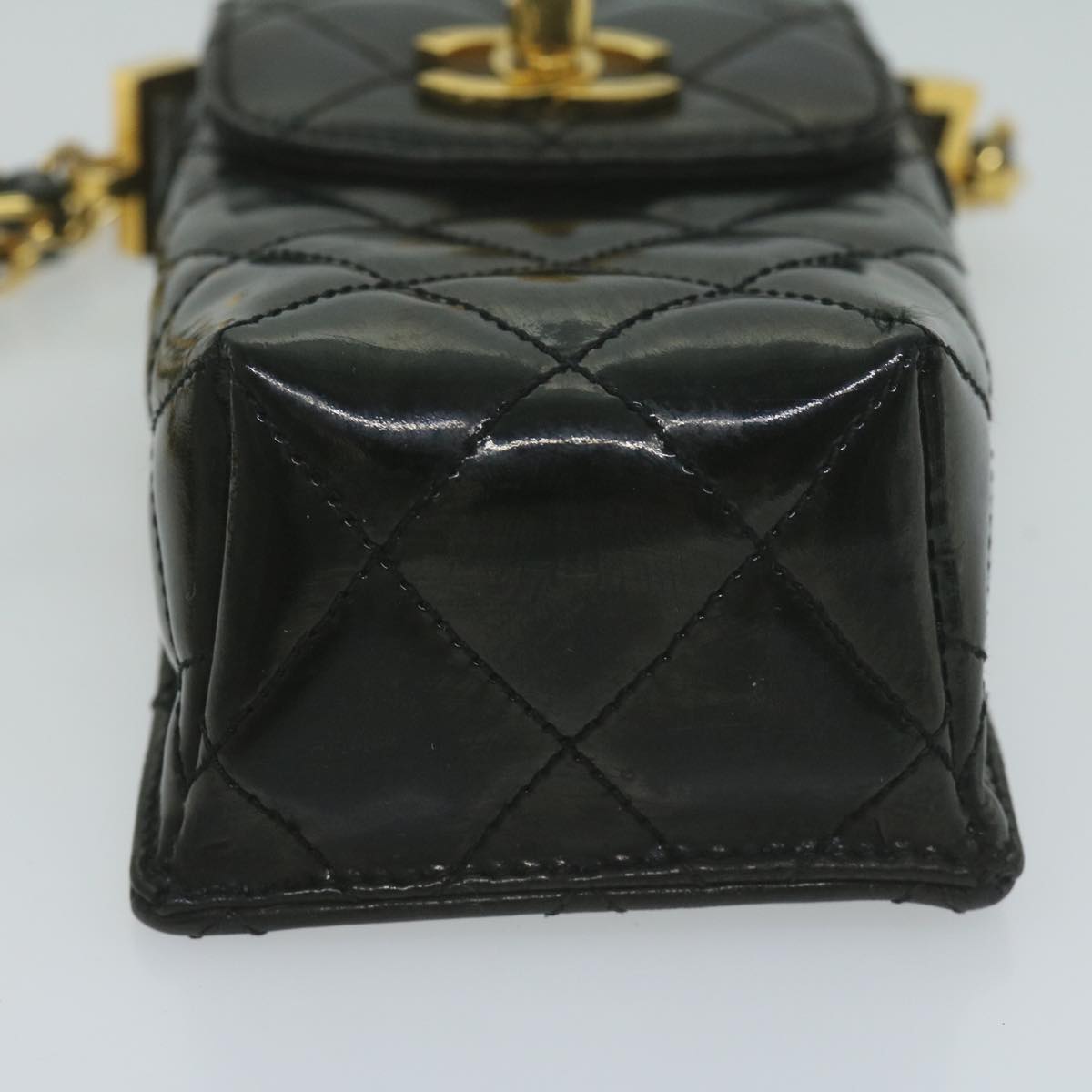 CHANEL Matelasse Chain Shoulder Bag Patent leather Black CC bs11765