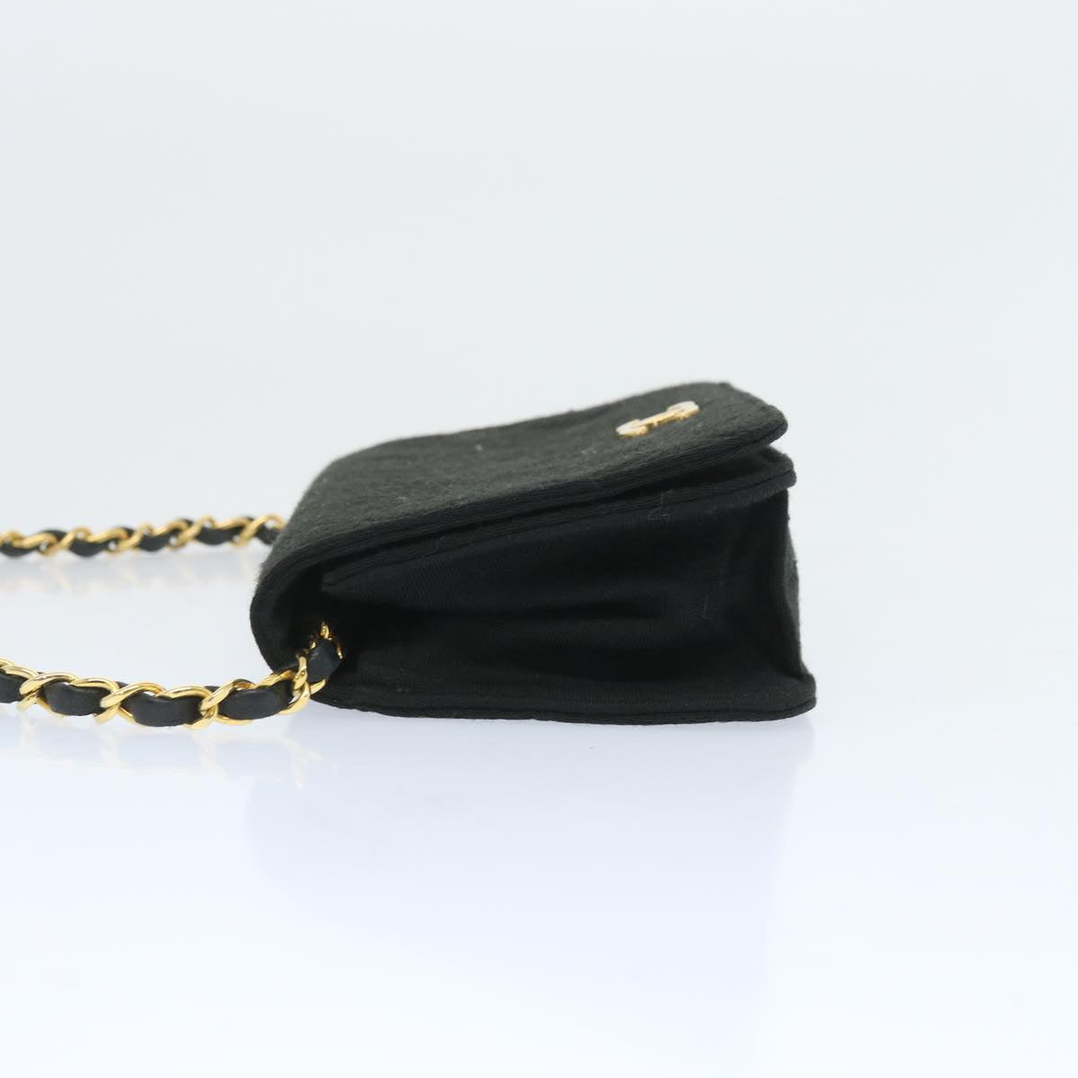CHANEL Matelasse Chain Shoulder Bag Cotton Black CC bs12038
