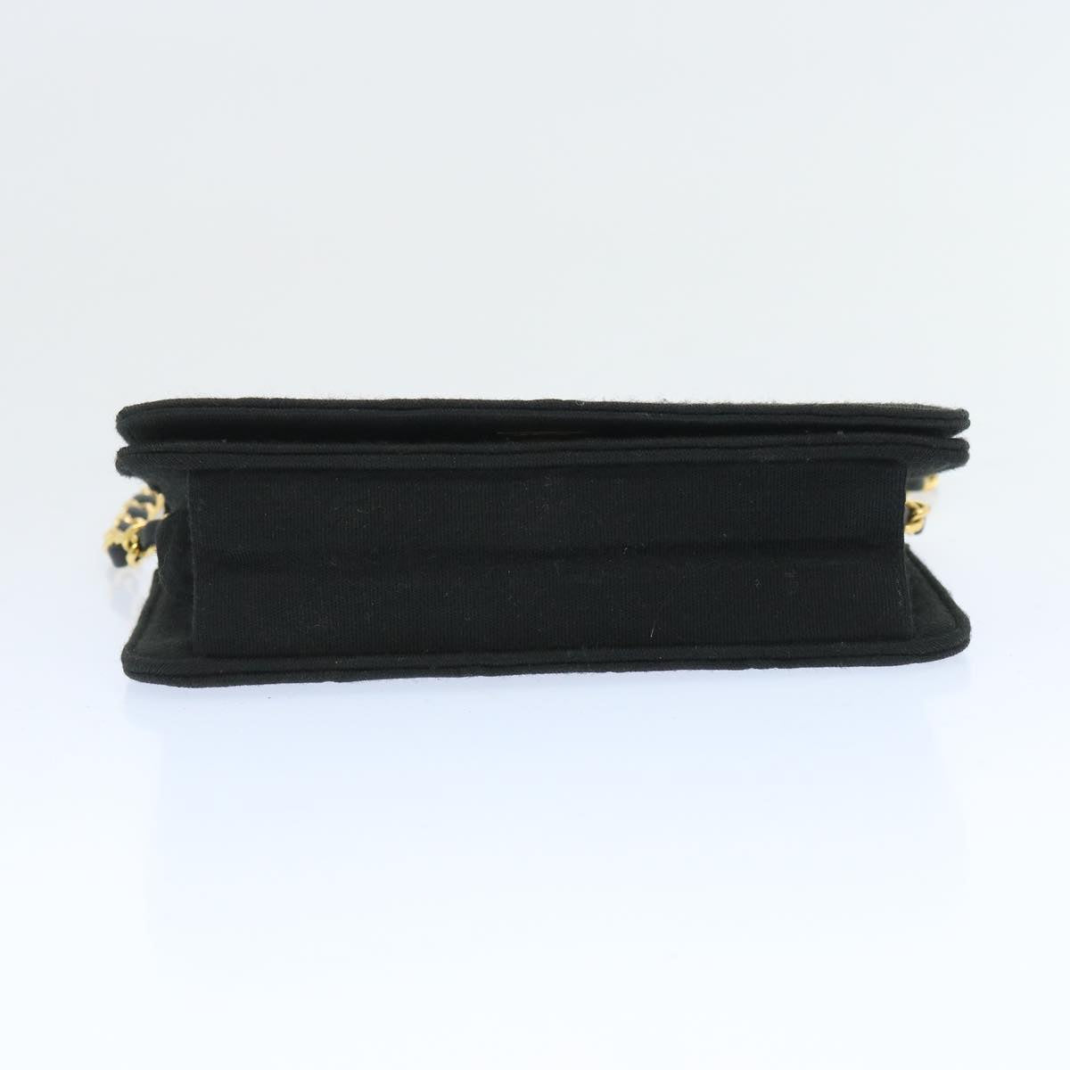 CHANEL Matelasse Chain Shoulder Bag Cotton Black CC bs12038