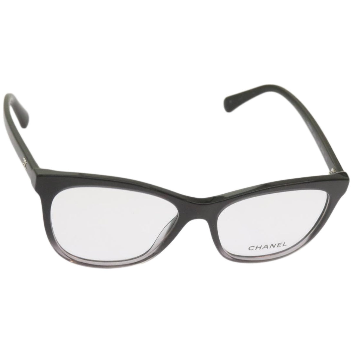 CHANEL Glasses plastic Black CC bs12146