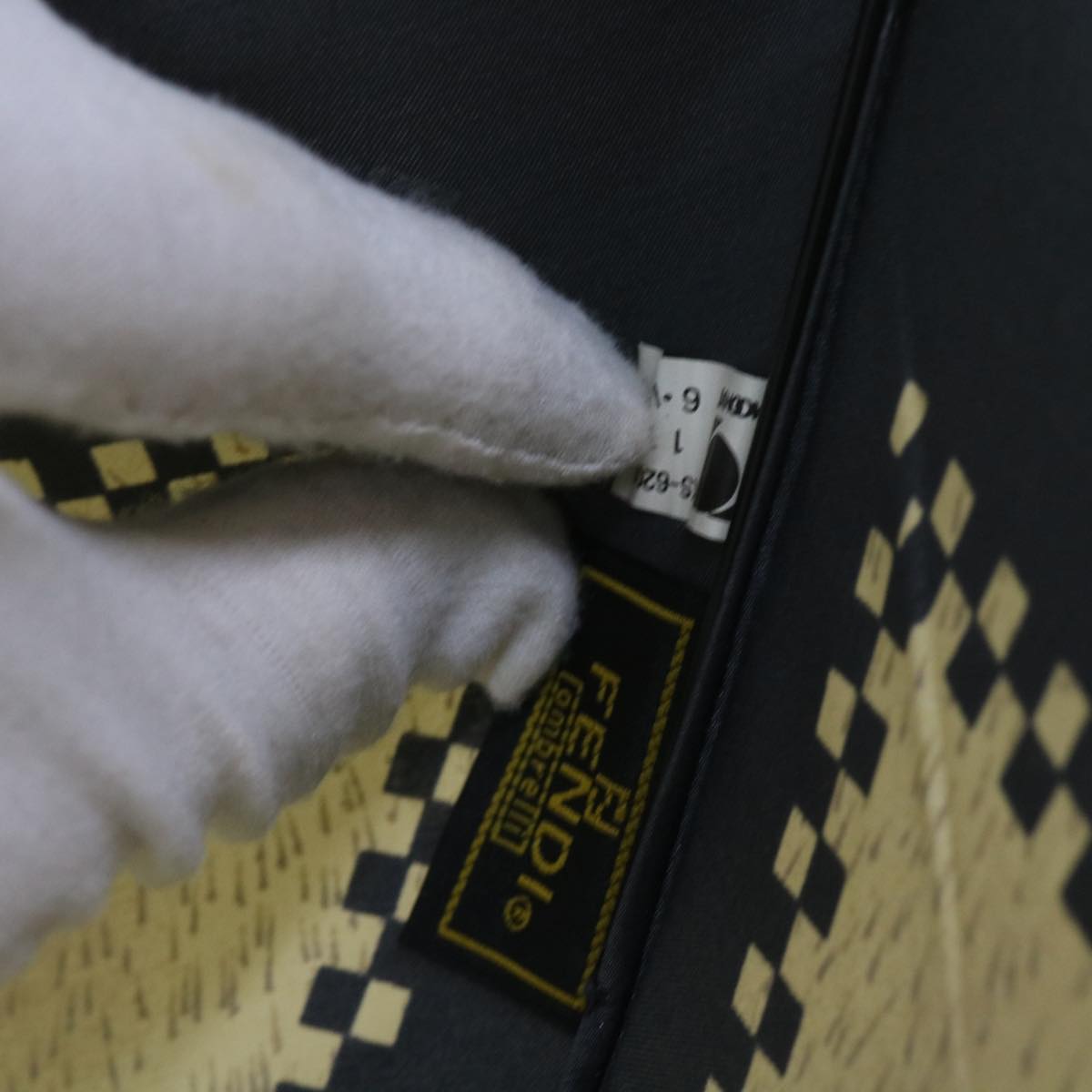 FENDI Zucchino Canvas folding Umbrella Nylon Gold Black bs12295
