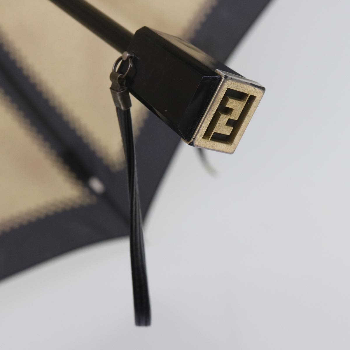 FENDI Zucchino Canvas folding Umbrella Nylon Gold Black bs12295