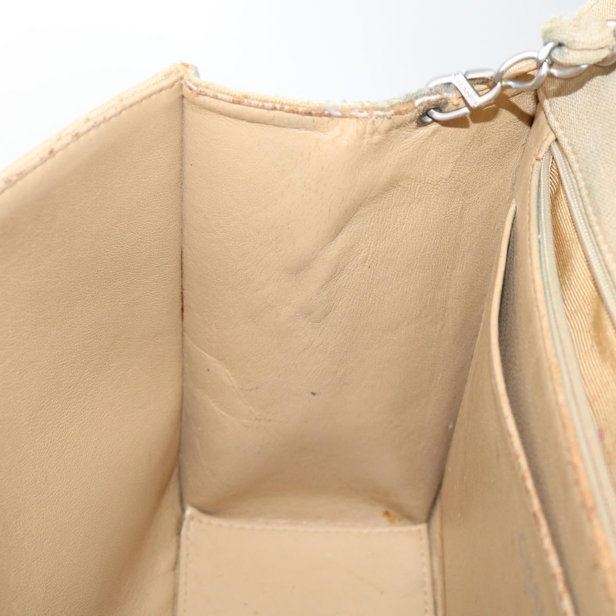 CHANEL Matelasse Chain Turn Lock Shoulder Bag cotton Beige CC bs13037