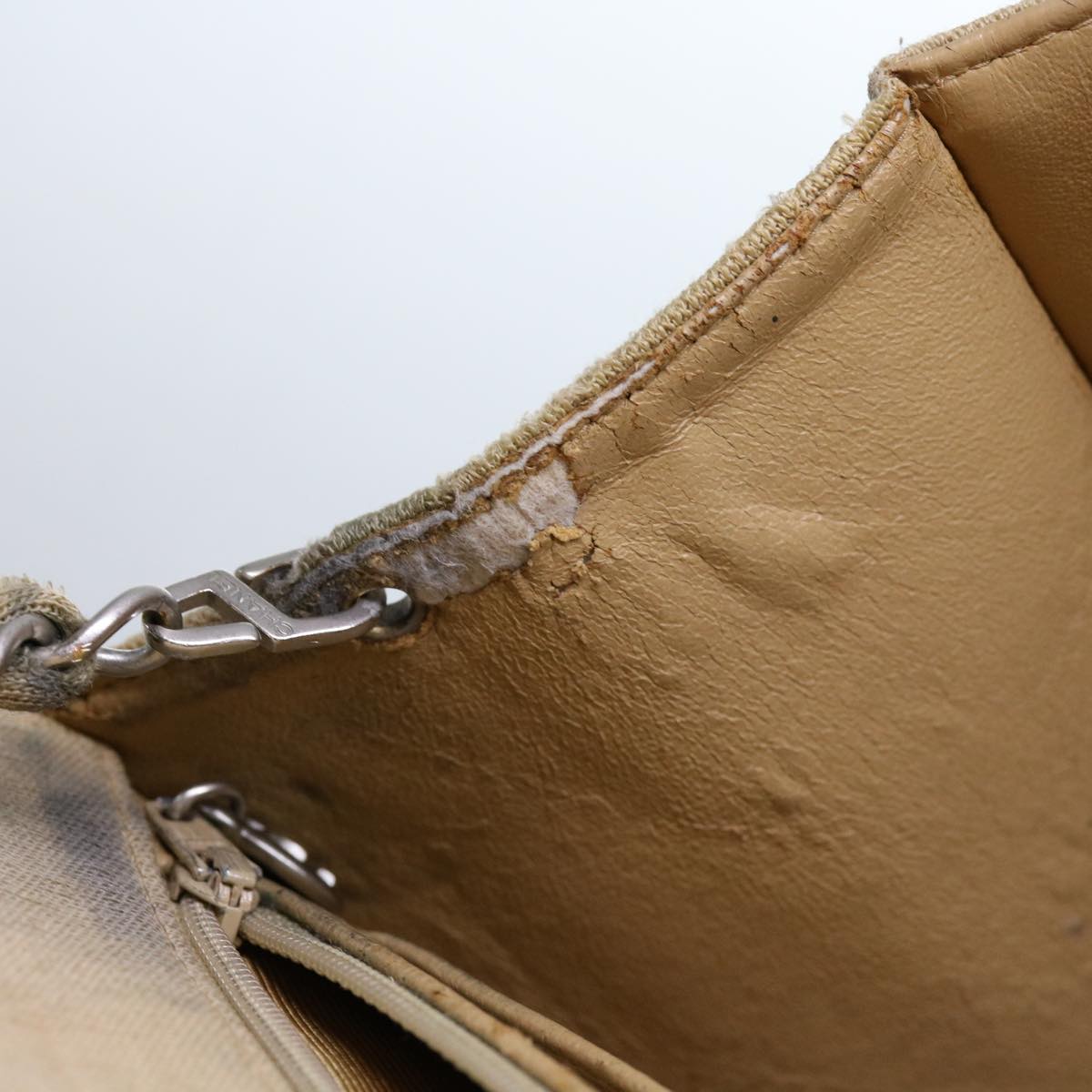CHANEL Matelasse Chain Turn Lock Shoulder Bag cotton Beige CC bs13037