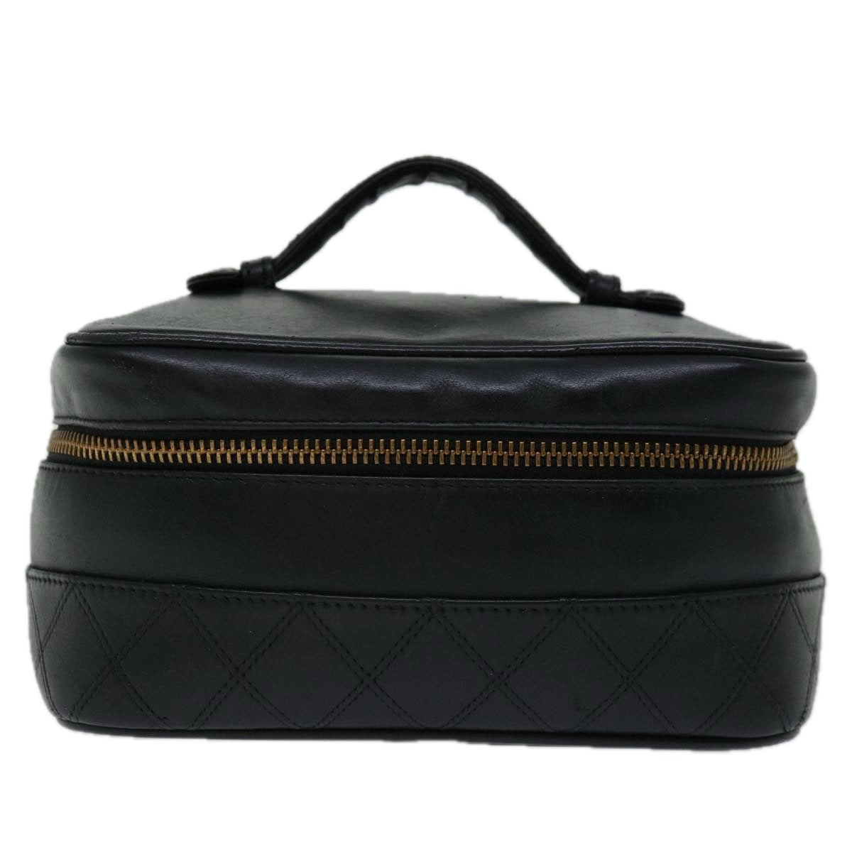 CHANEL Bicolole Vanity Cosmetic Pouch Leather Black CC bs13181