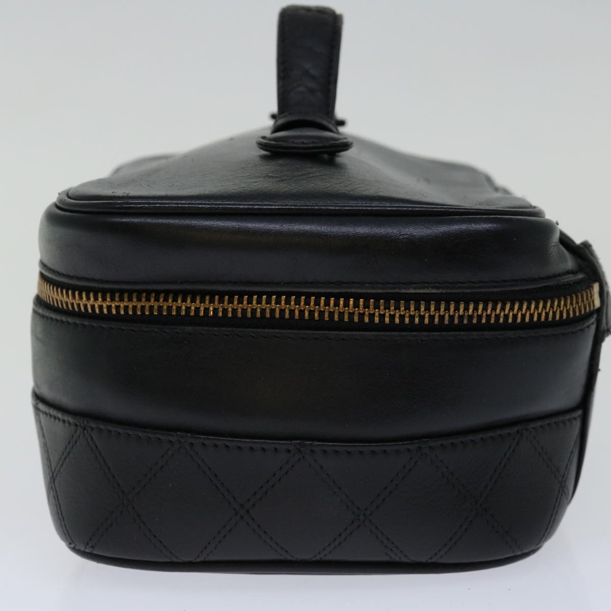 CHANEL Bicolole Vanity Cosmetic Pouch Leather Black CC bs13181