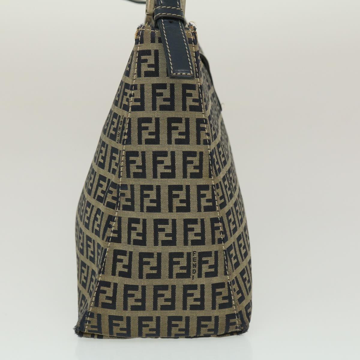FENDI Zucchino Canvas Mamma Baguette Shoulder Bag Navy bs1329