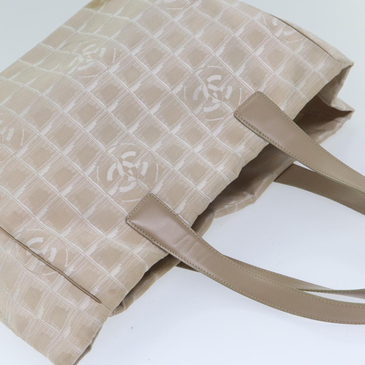 CHANEL New Travel Line Tote Bag Nylon Beige CC bs13324