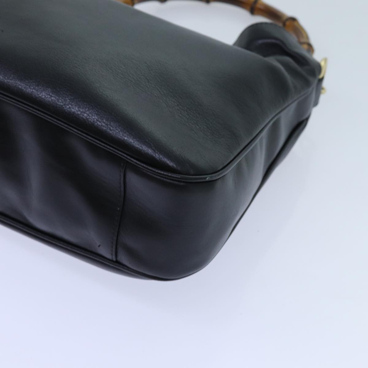 GUCCI Bamboo Shoulder Bag Leather 2way Black 001 1998 1638 bs13384