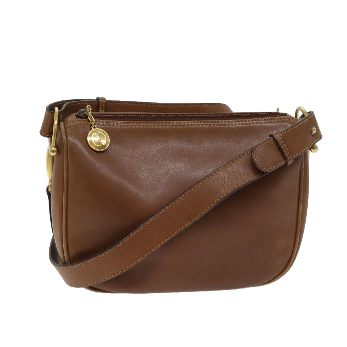 GUCCI Horsebit Shoulder Bag Leather Brown bs13592