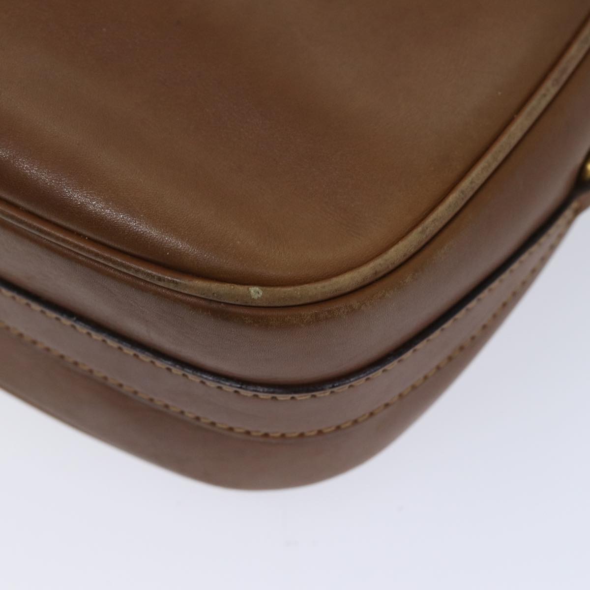GUCCI Horsebit Shoulder Bag Leather Brown bs13592