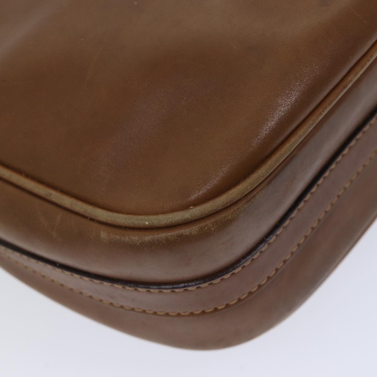 GUCCI Horsebit Shoulder Bag Leather Brown bs13592