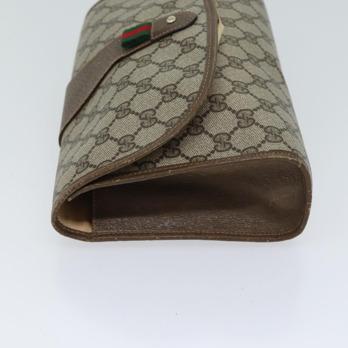 GUCCI GG Canvas Web Sherry Line Clutch Bag PVC Beige Green Red bs13629