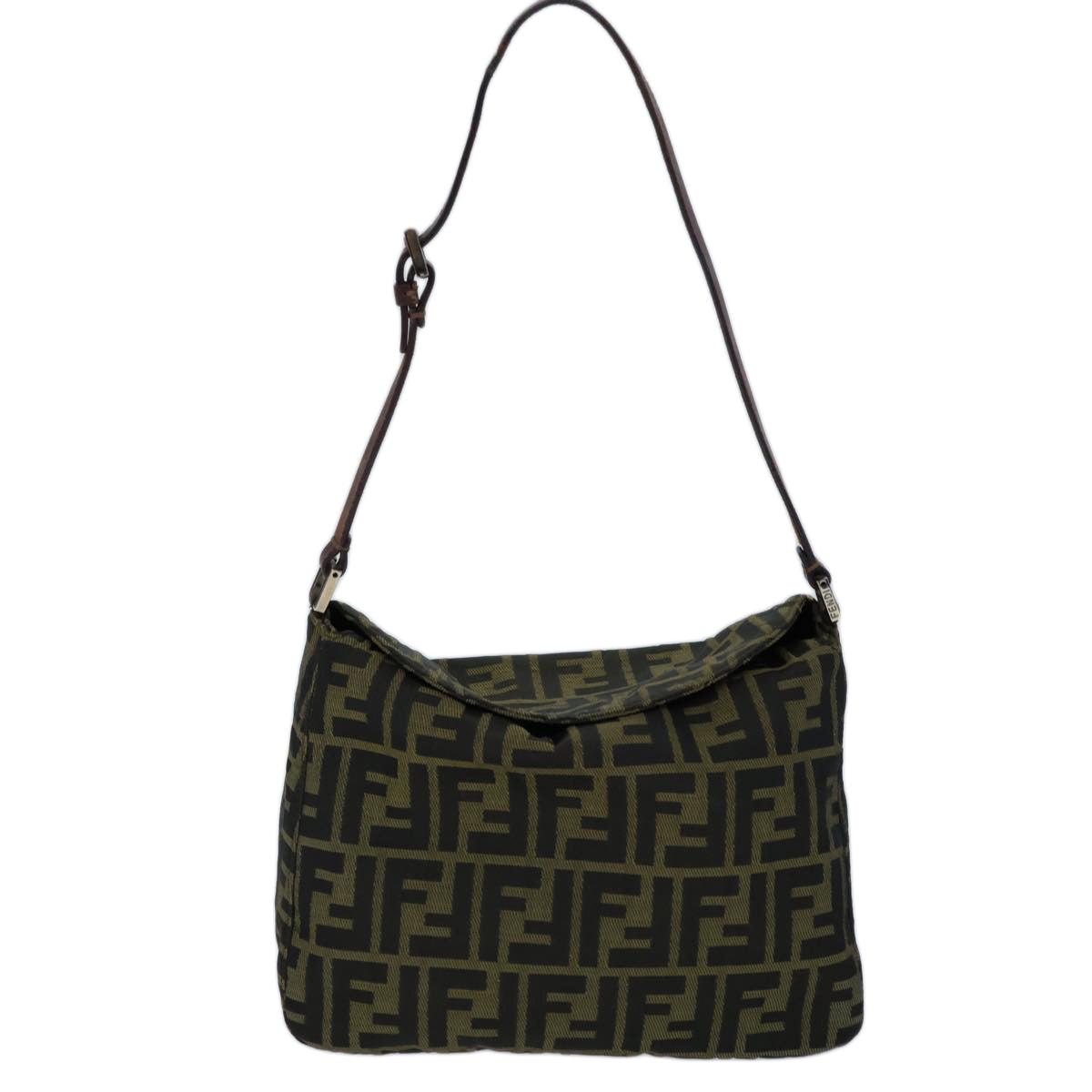 FENDI Zucca Canvas Shoulder Bag Brown Black bs13717