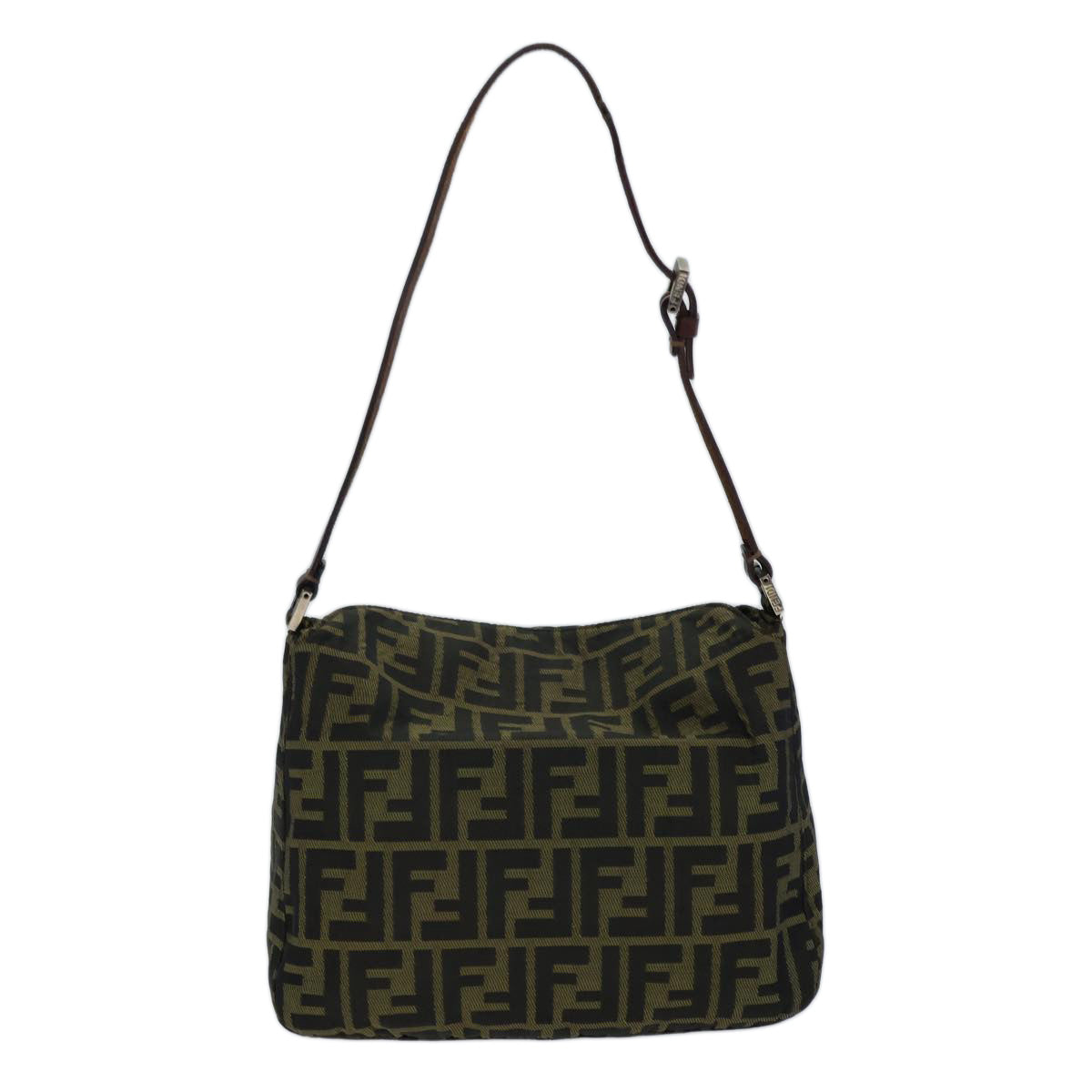 FENDI Zucca Canvas Shoulder Bag Brown Black bs13717