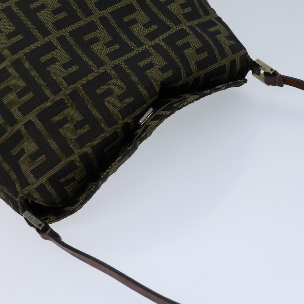 FENDI Zucca Canvas Shoulder Bag Brown Black bs13717