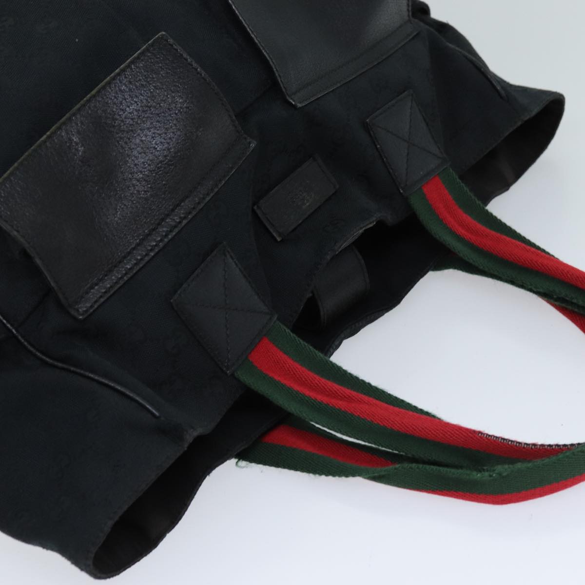 GUCCI GG Canvas Web Sherry Line Tote Bag Red Black Green 161836 bs13728