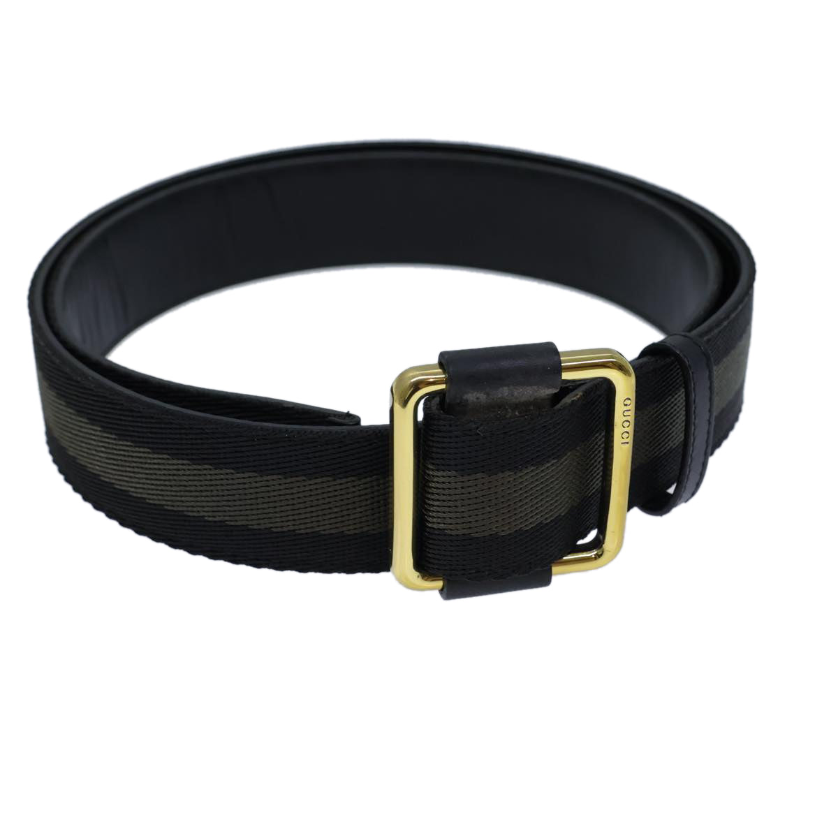 GUCCI Belt Canvas Leather 41.3"" Black bs13783