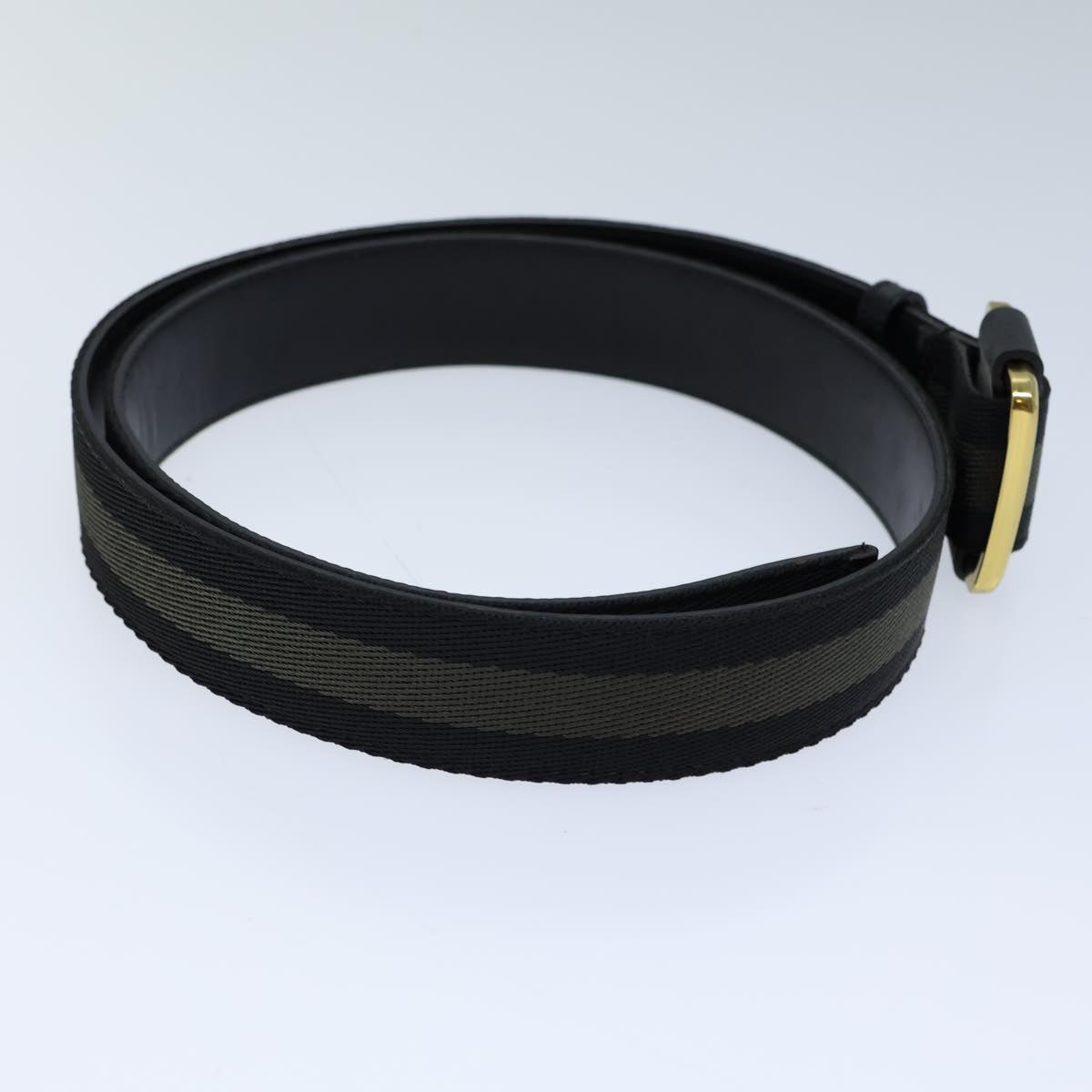 GUCCI Belt Canvas Leather 41.3"" Black bs13783