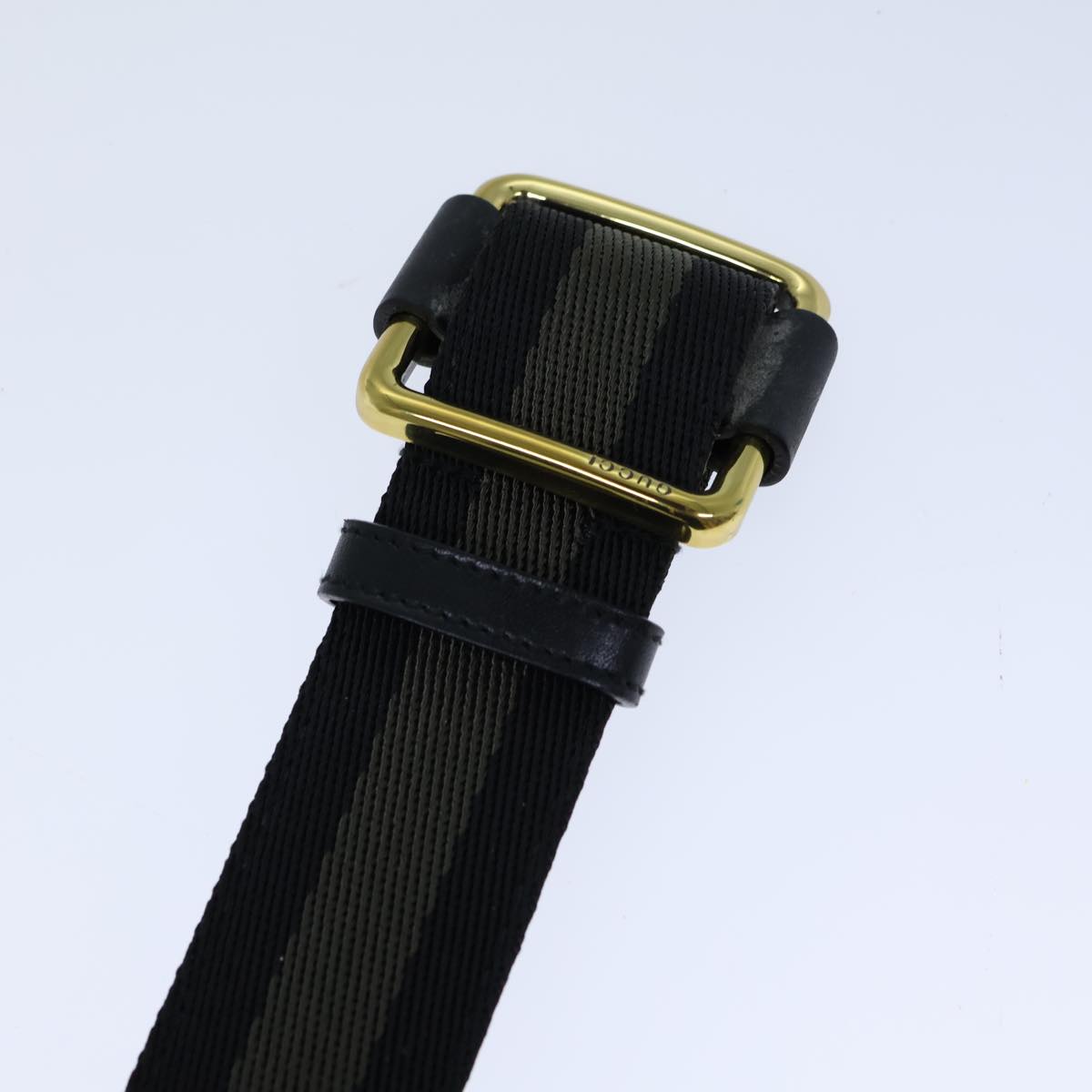 GUCCI Belt Canvas Leather 41.3"" Black bs13783