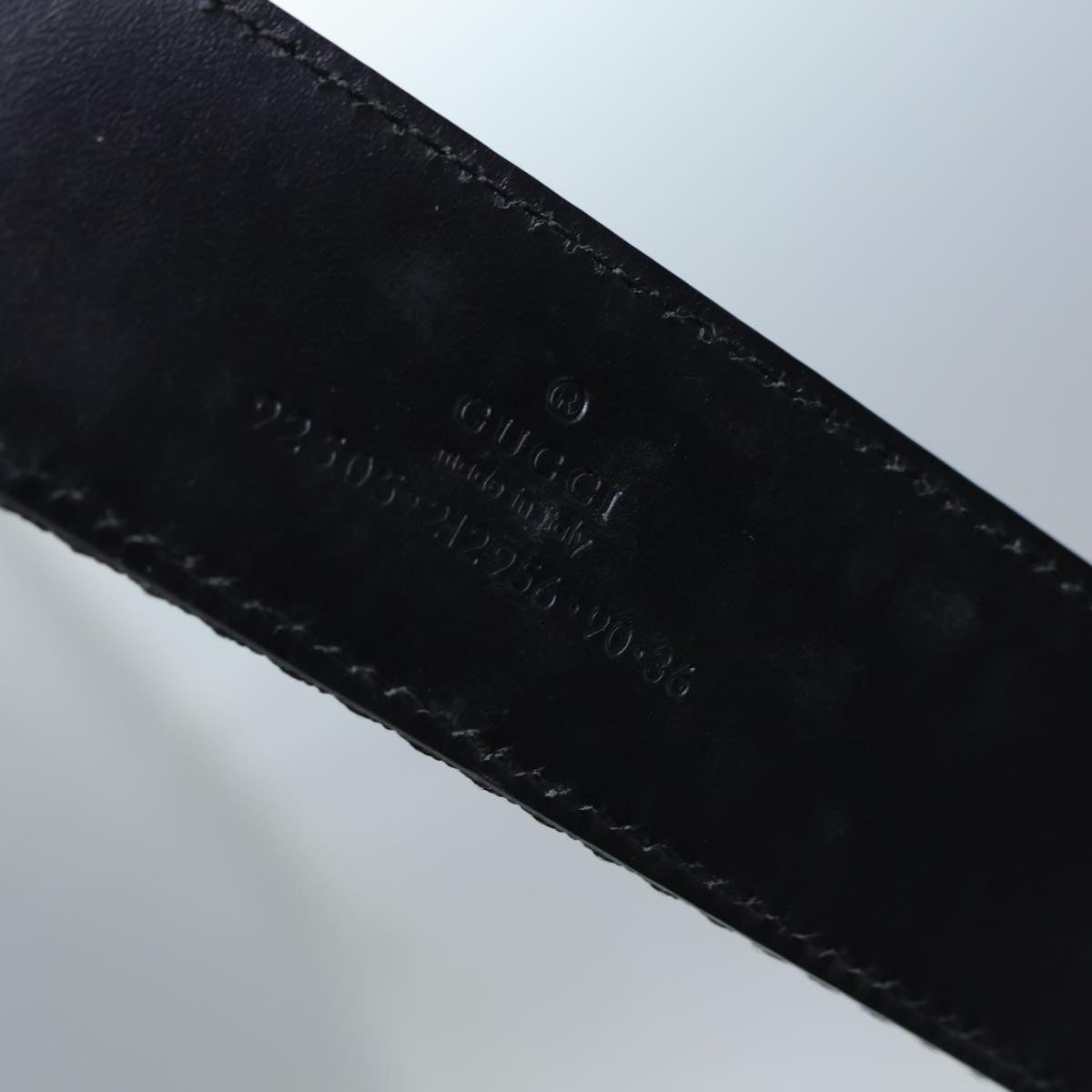 GUCCI Belt Canvas Leather 41.3"" Black bs13783