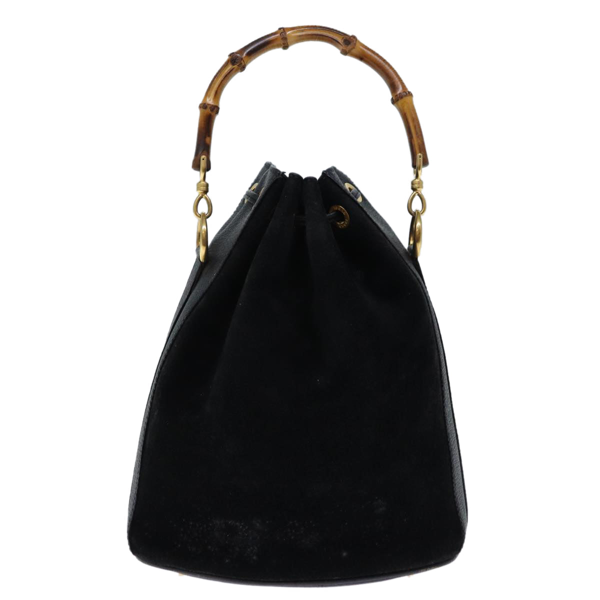 GUCCI Bamboo Hand Bag Suede 2way Black 001 2865 1657 bs13831