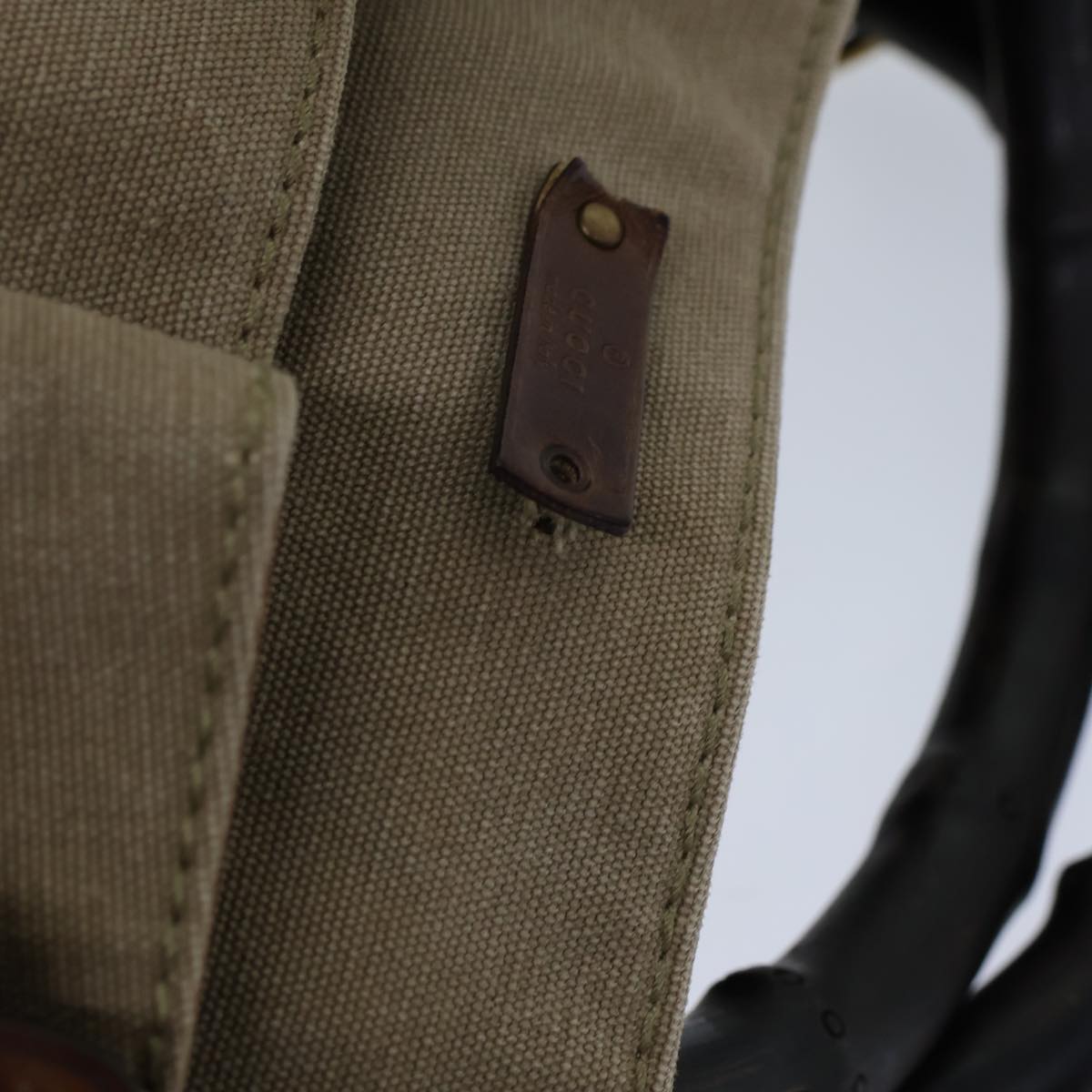 GUCCI Bamboo Hand Bag Canvas Beige 109138 bs13846