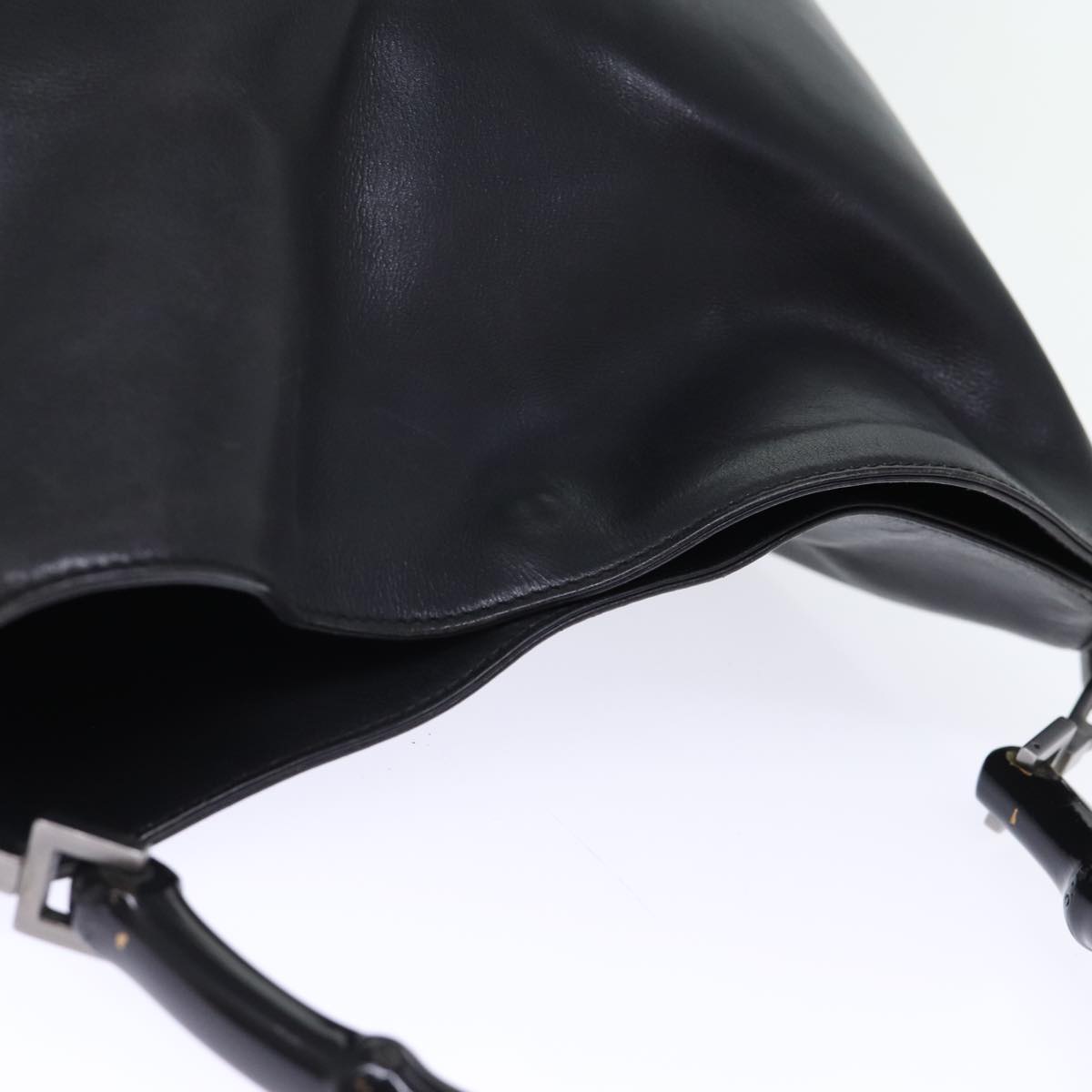 GUCCI Bamboo Hand Bag Leather Black 001 1638 200047 bs13847
