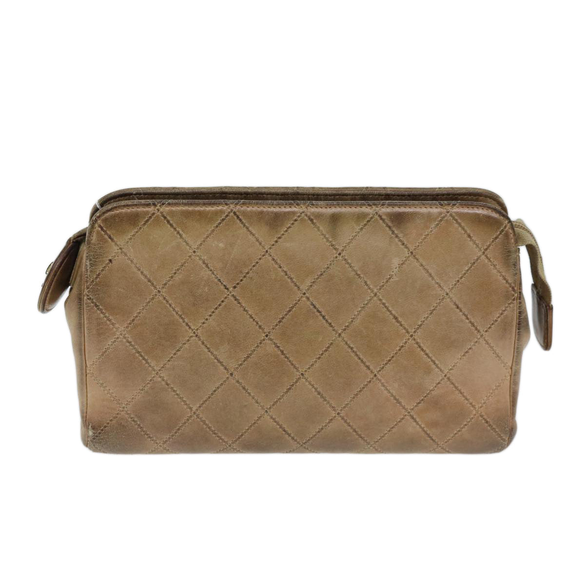 CHANEL Bicolole Pouch Leather Beige CC bs13900