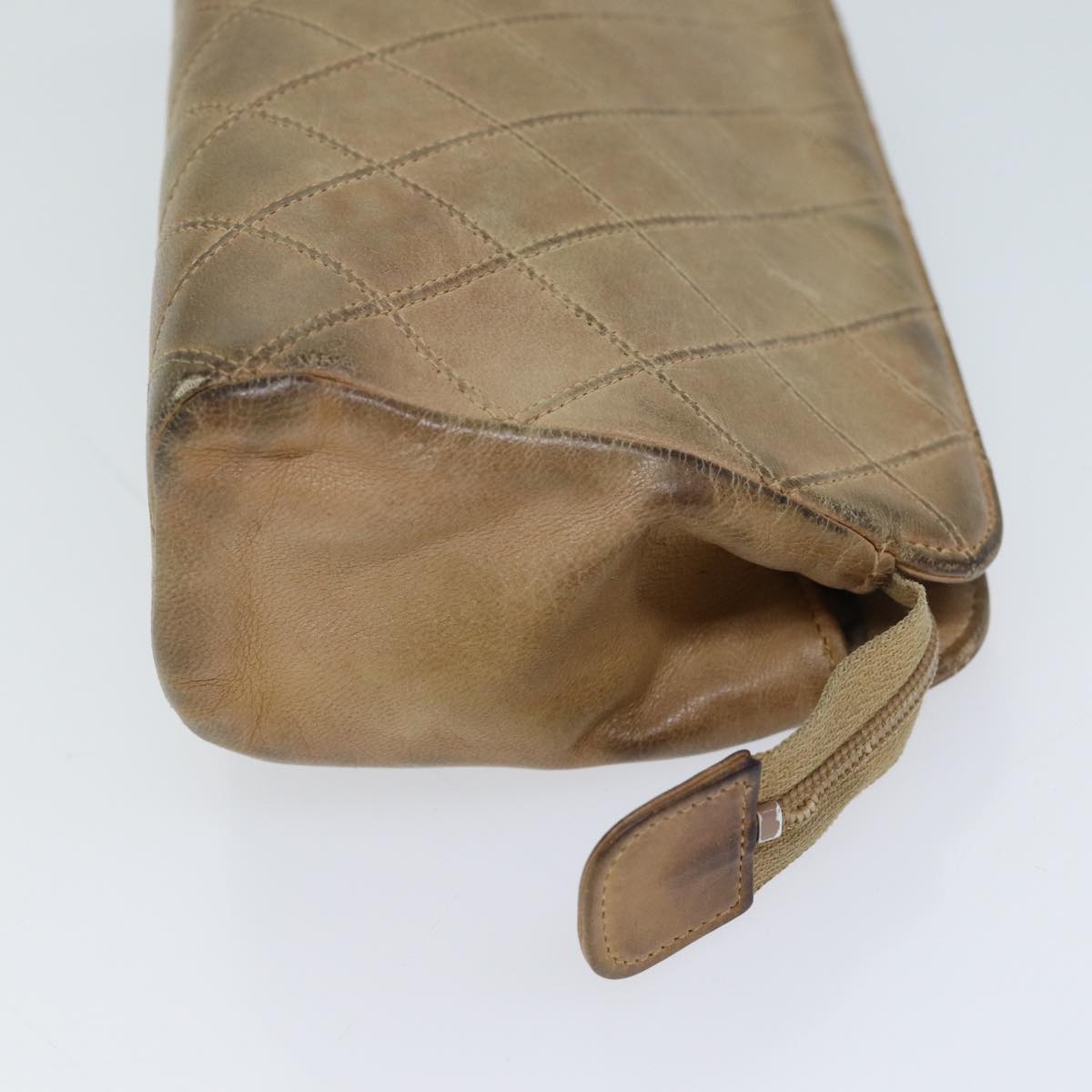 CHANEL Bicolole Pouch Leather Beige CC bs13900