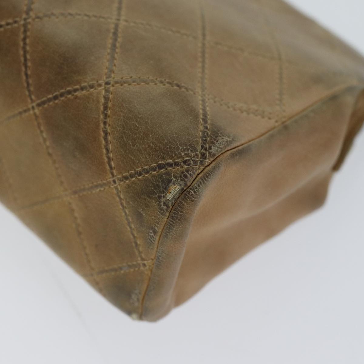 CHANEL Bicolole Pouch Leather Beige CC bs13900