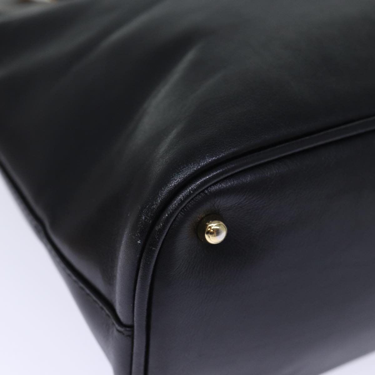 GUCCI Bamboo Hand Bag Leather Black 000 1186 0289 bs13925