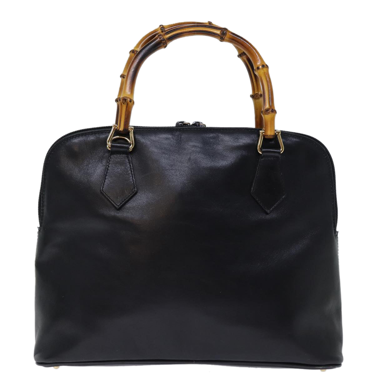 GUCCI Bamboo Hand Bag Leather Black 000 1186 0289 bs13925