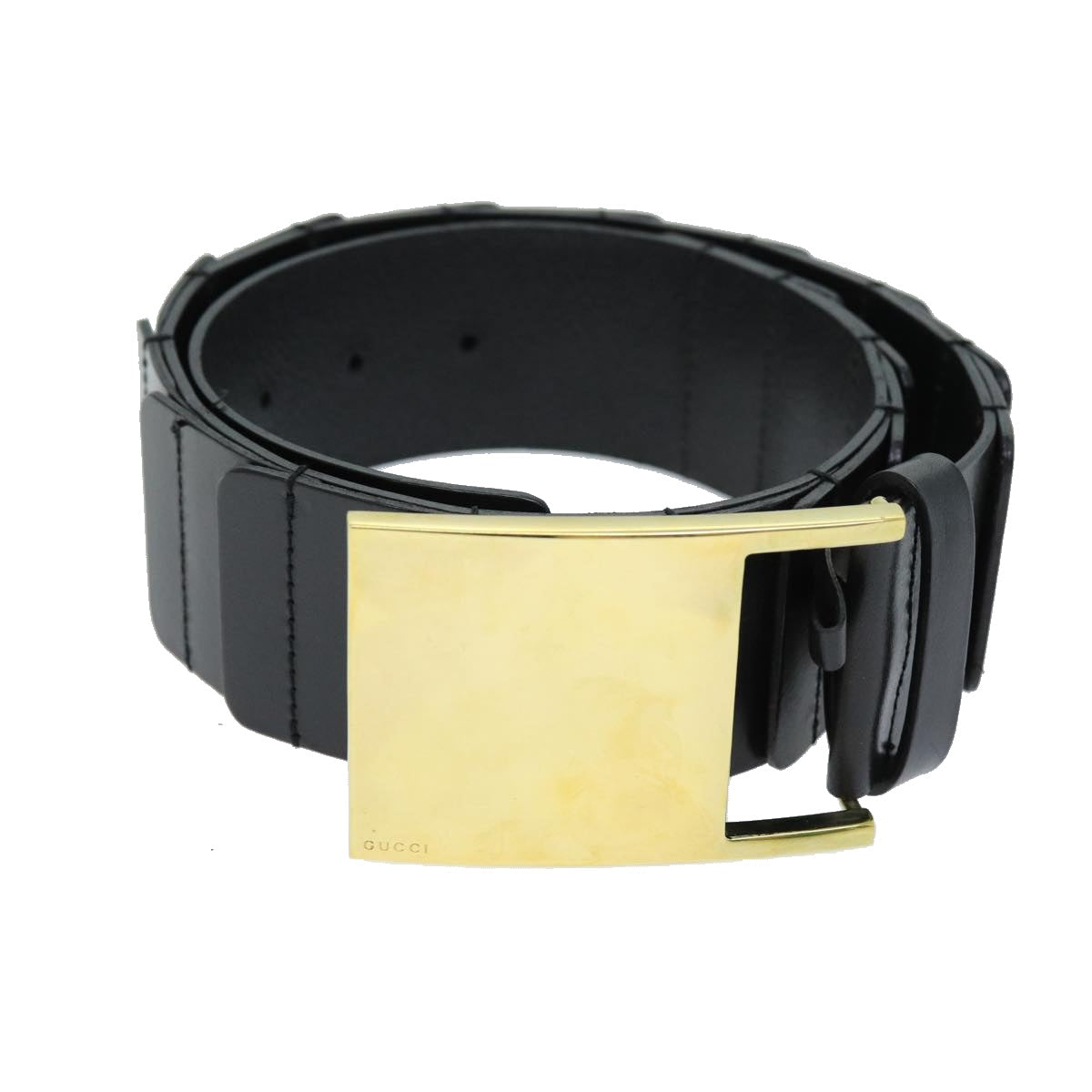 GUCCI Belt Leather 26.8""-28.7"" Black bs13972